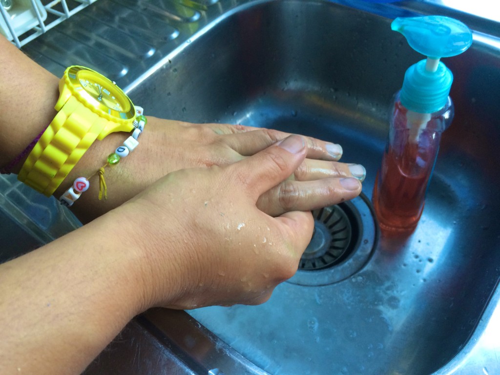 Add a squirts of soap and scrub some more.