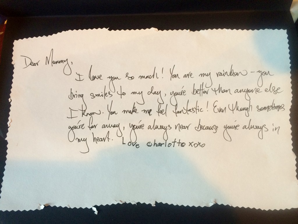 This is my handwriting (as I was asked to help out,) but the words came from the heart of the artist!